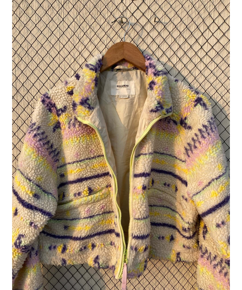 Off-white, patterned, teddy, zipper jacket