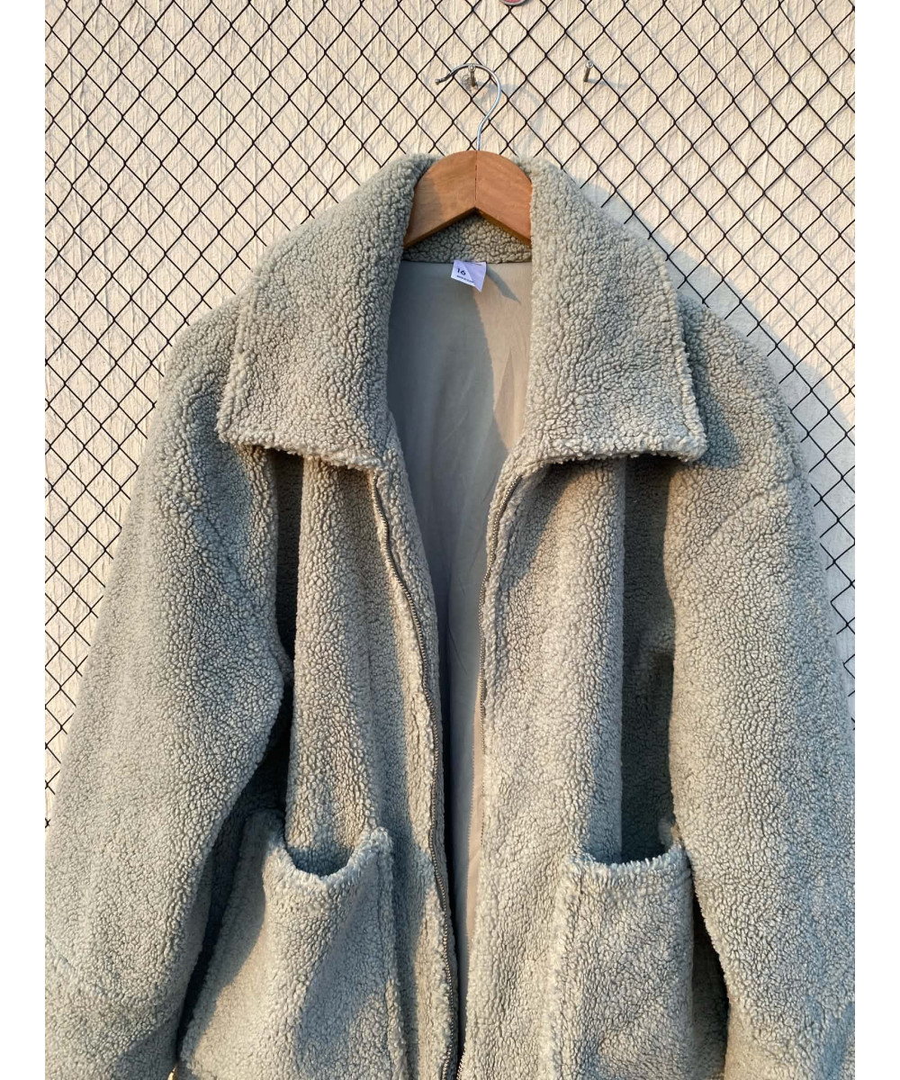 Teddy, oversized, zipper jacket