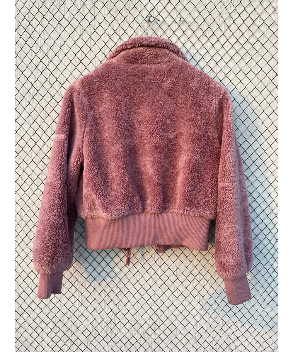 Pink cropped teddy jacket
