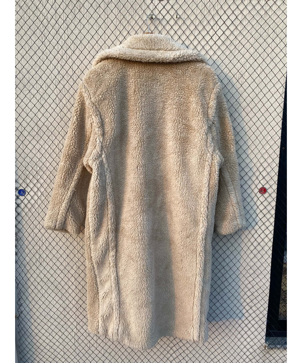 Cream-coloured, long, teddy coat