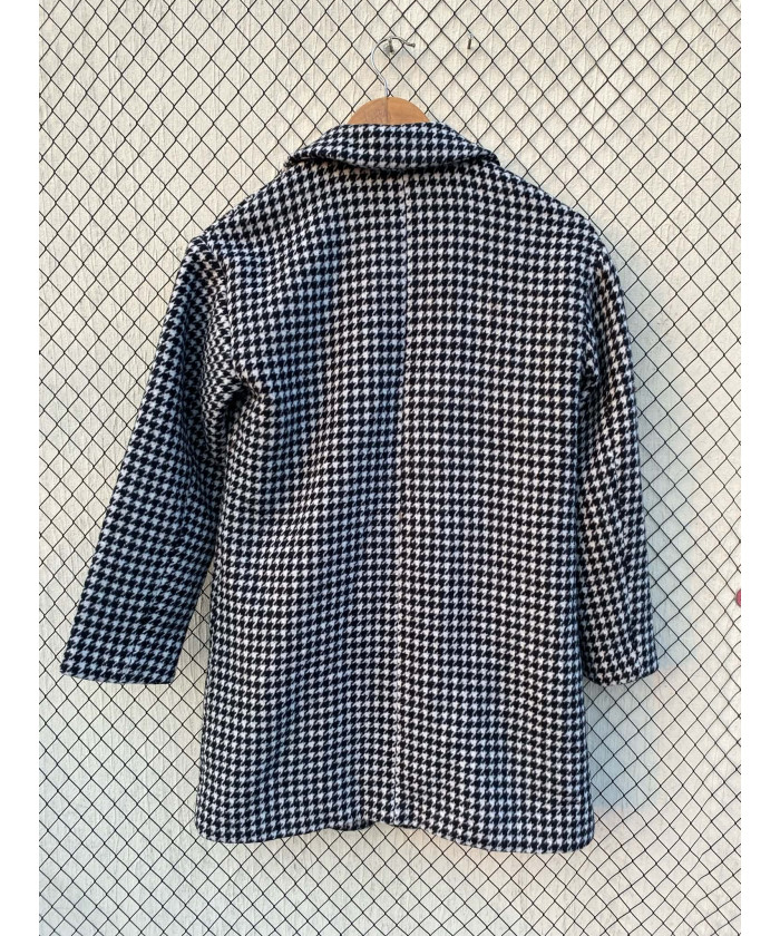 Houndstooth printed, wool coat