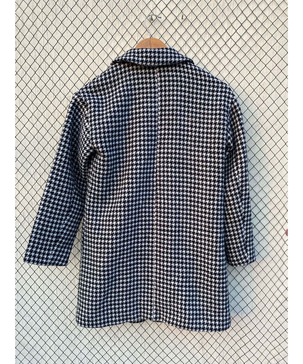 Houndstooth printed, wool coat