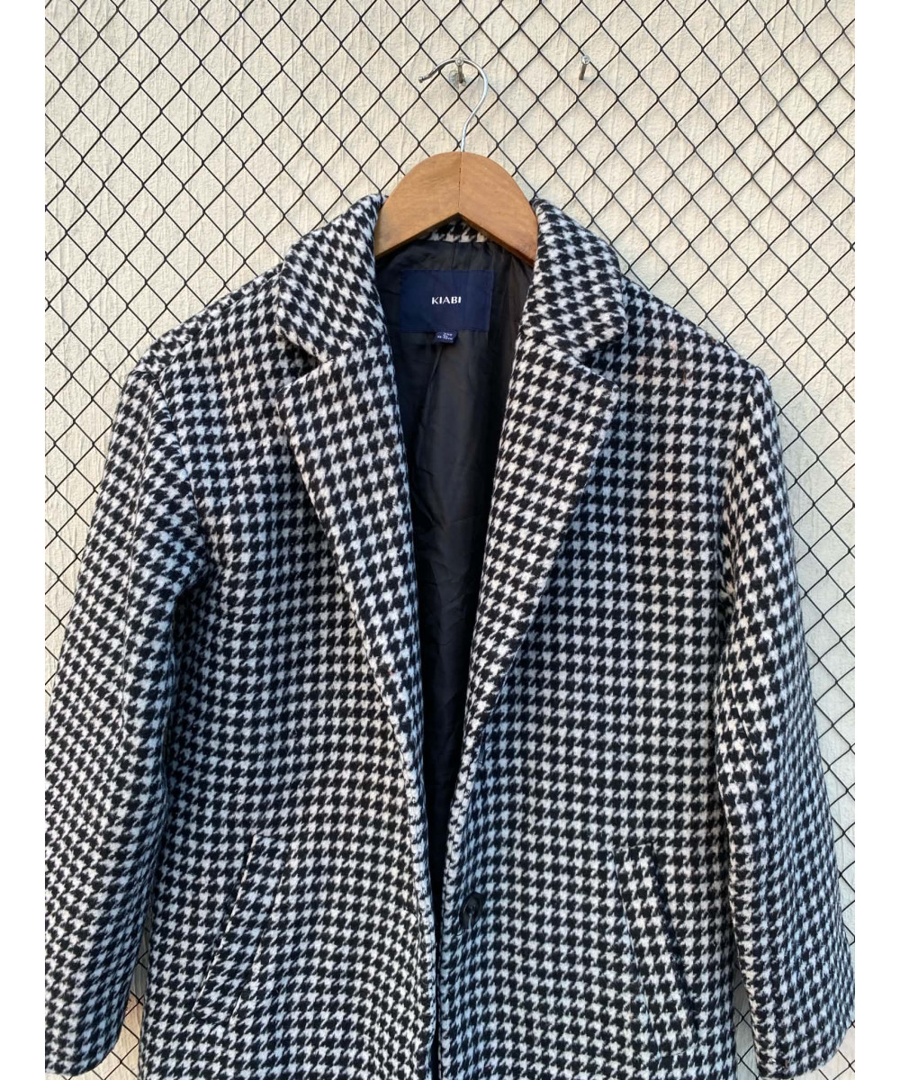 Houndstooth printed, wool coat