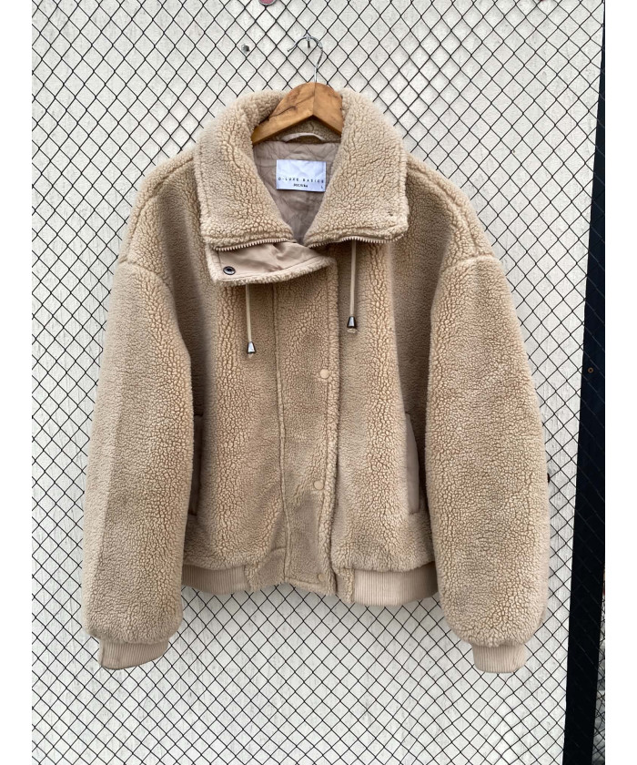 Beige, teddy, zipper jacket