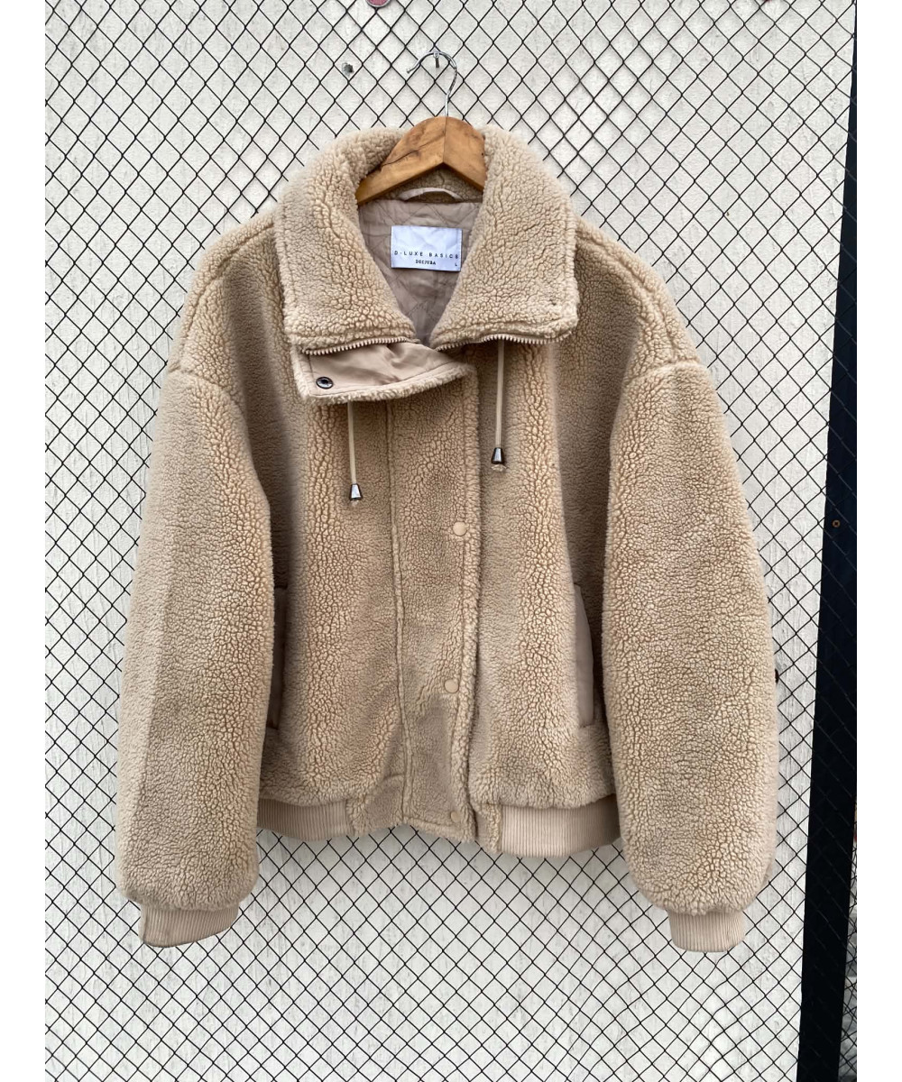Beige, teddy, zipper jacket