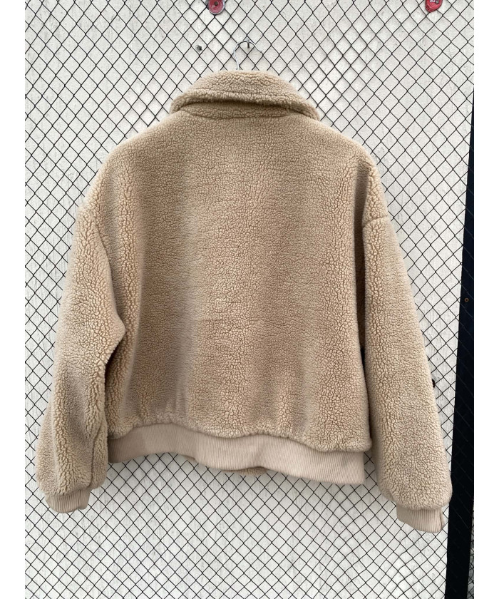 Beige, teddy, zipper jacket