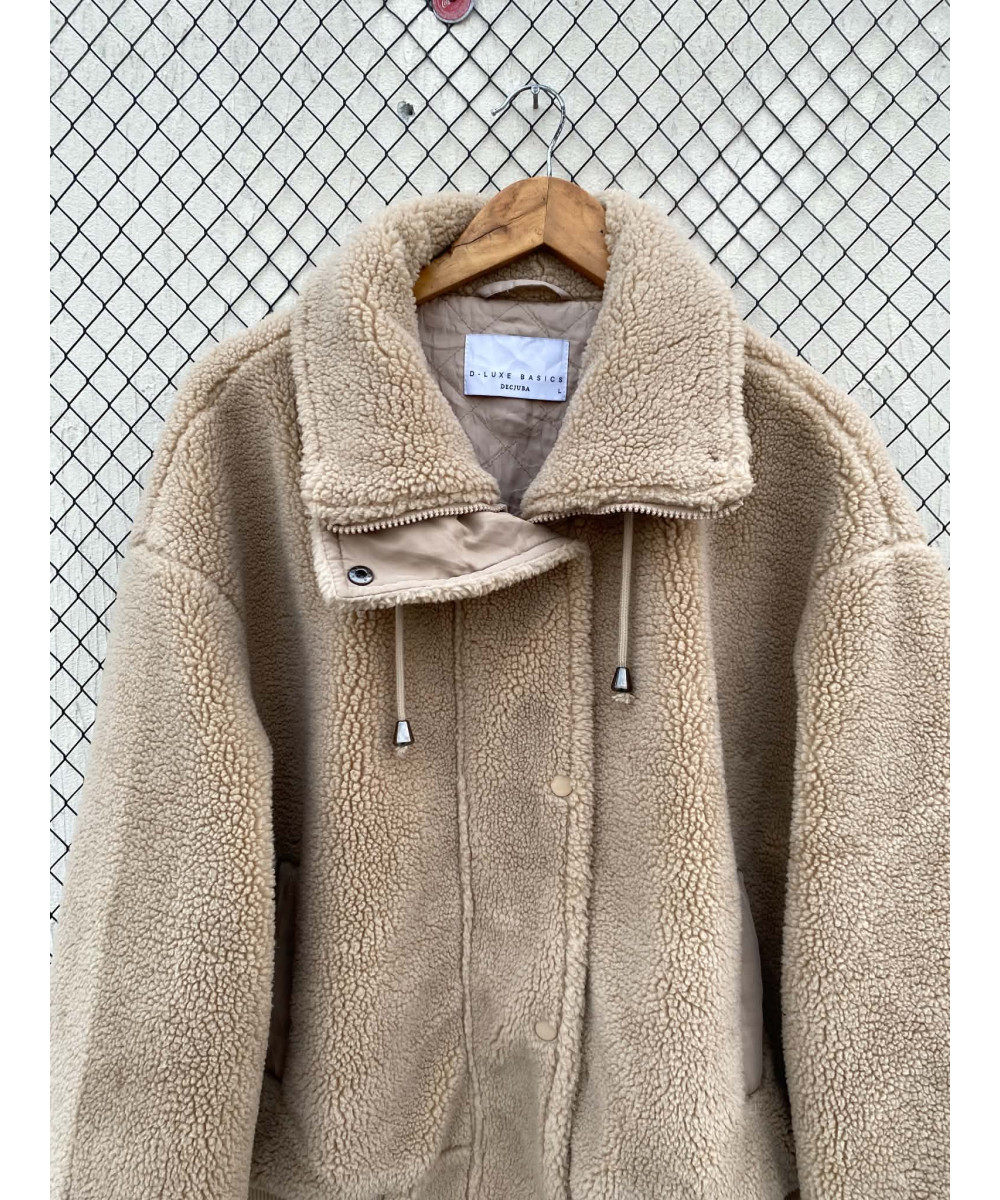 Beige, teddy, zipper jacket