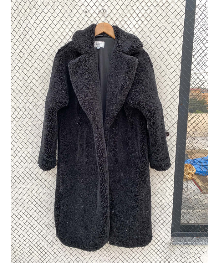 Black, long, teddy coat