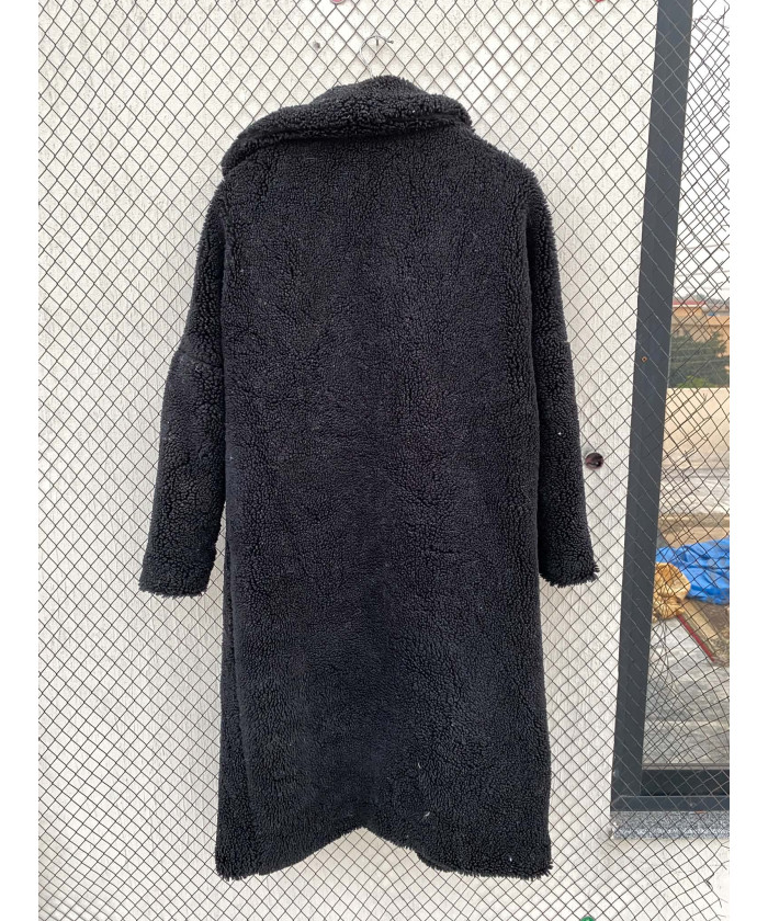 Black, long, teddy coat