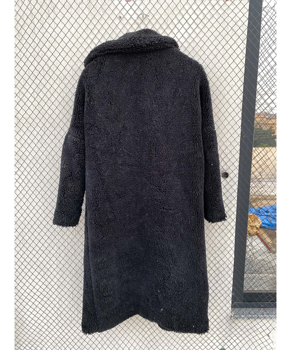 Black, long, teddy coat