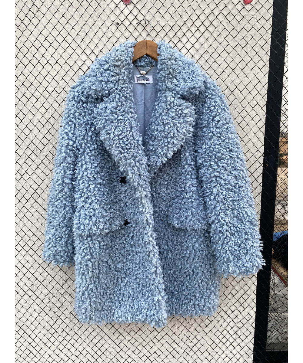 Blue, faux fur coat