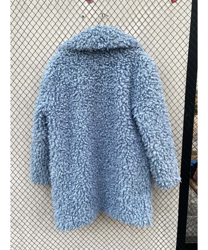 Blue, faux fur coat