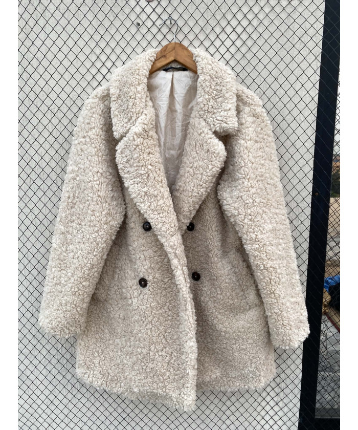 Cream-colored, teddy coat