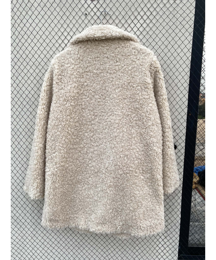 Cream-colored, teddy coat