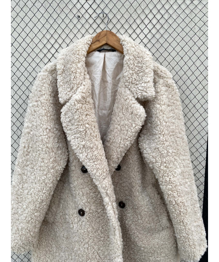 Cream-colored, teddy coat