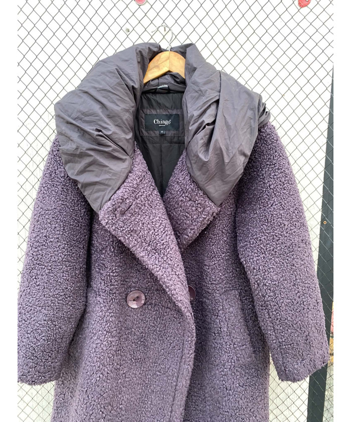 Purple-colored, teddy coat