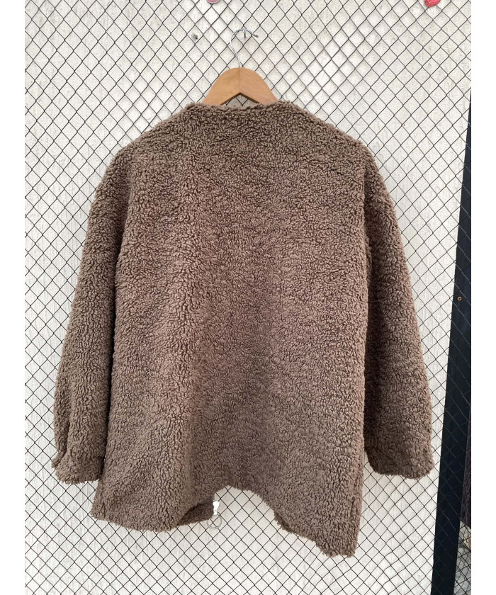 Brown, teddy, zipper jacket