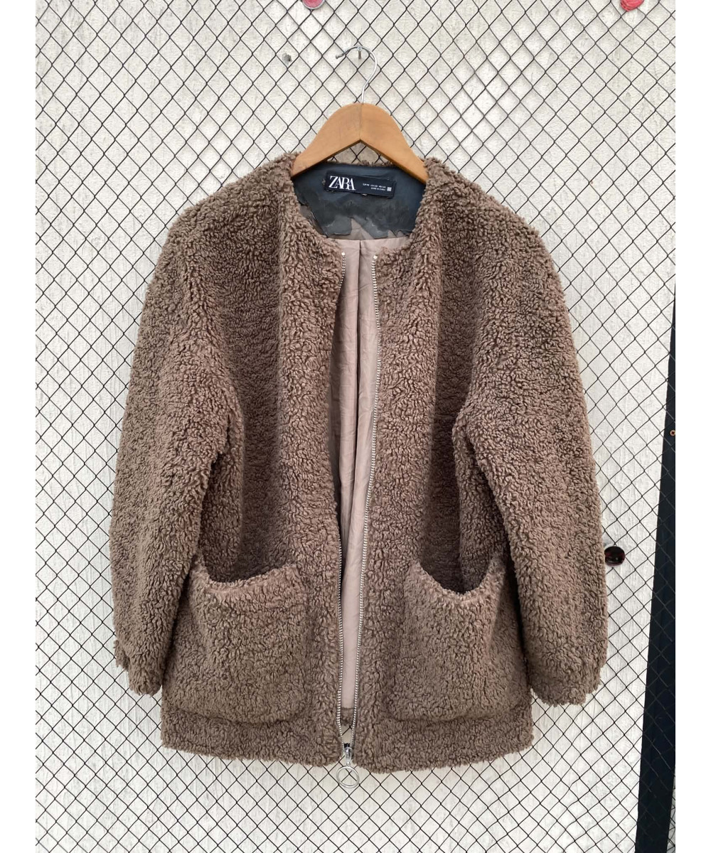Brown, teddy, zipper jacket