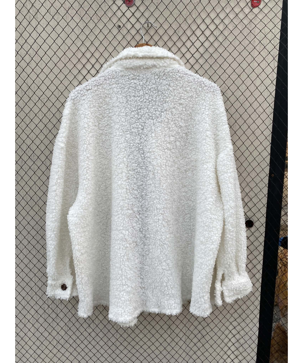 White, teddy shacket
