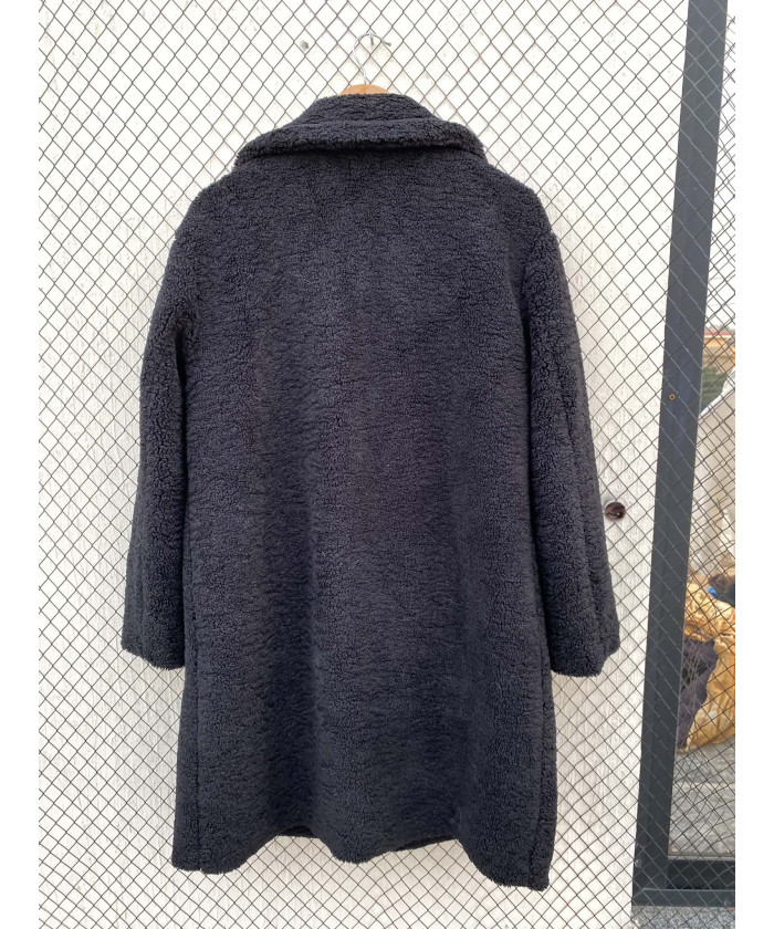Black, long, teddy coat