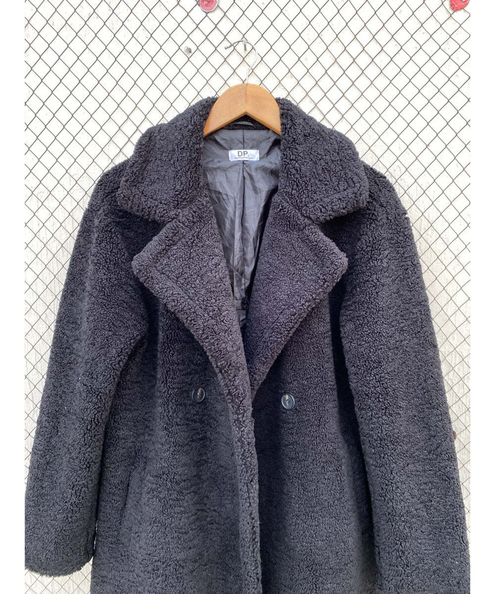Black, long, teddy coat