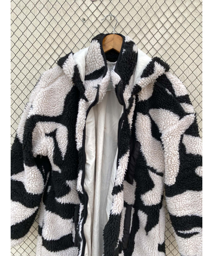 Black & white, teddy, hooded jacket