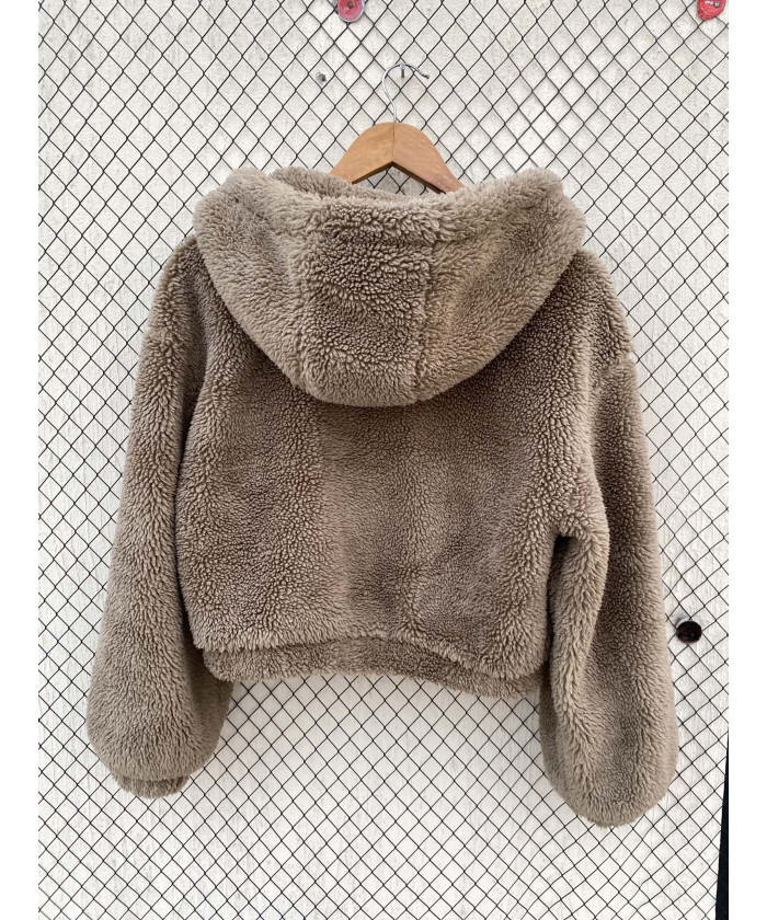 Brown, teddy, crop, hooded,...