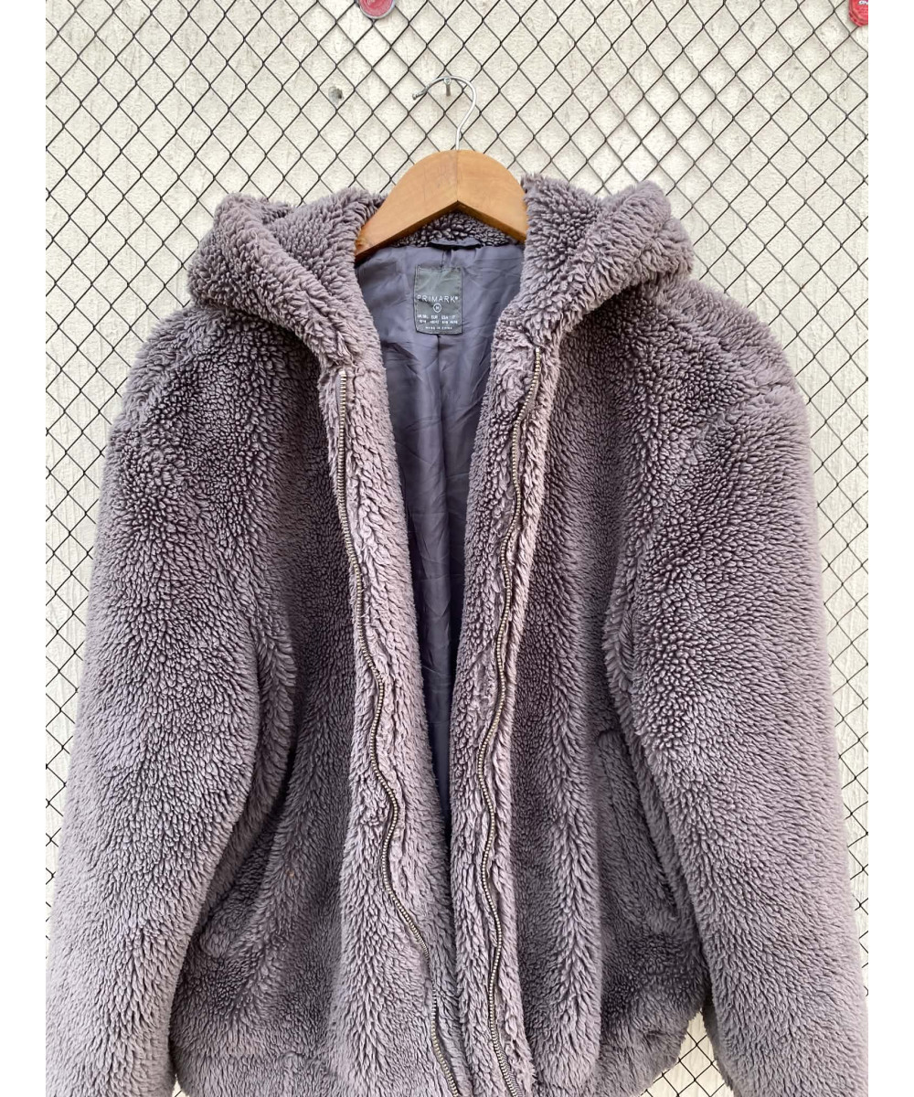 Dark gray, teddy, hooded, zipper jacket
