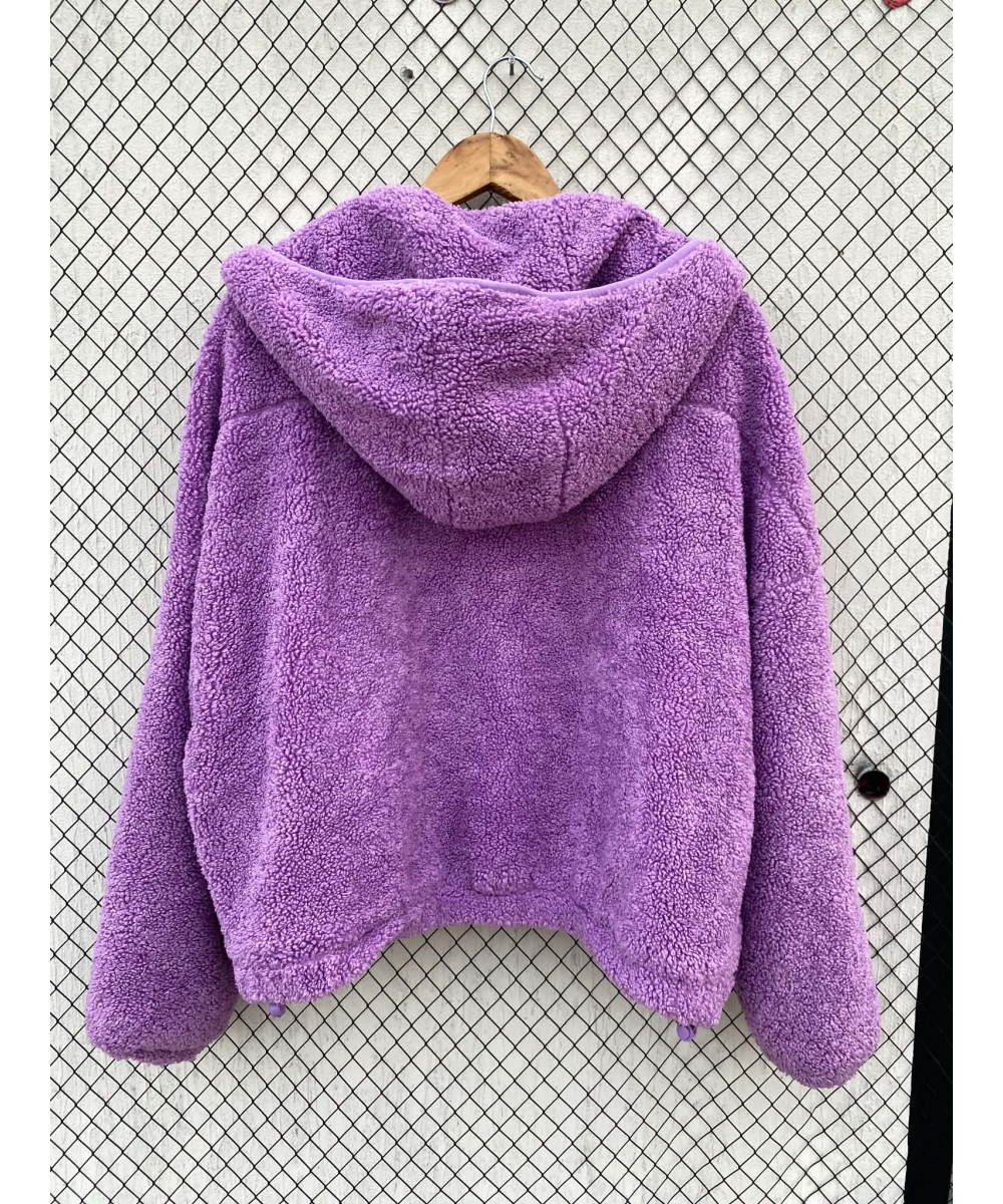Bright lavender, teddy, zipper, hooded jacket