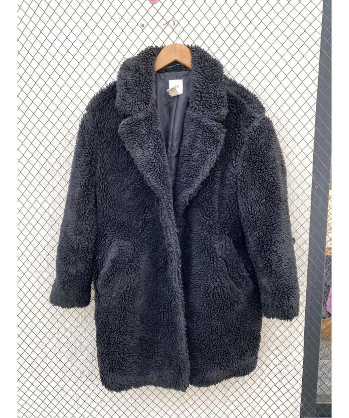 Black, long, teddy coat