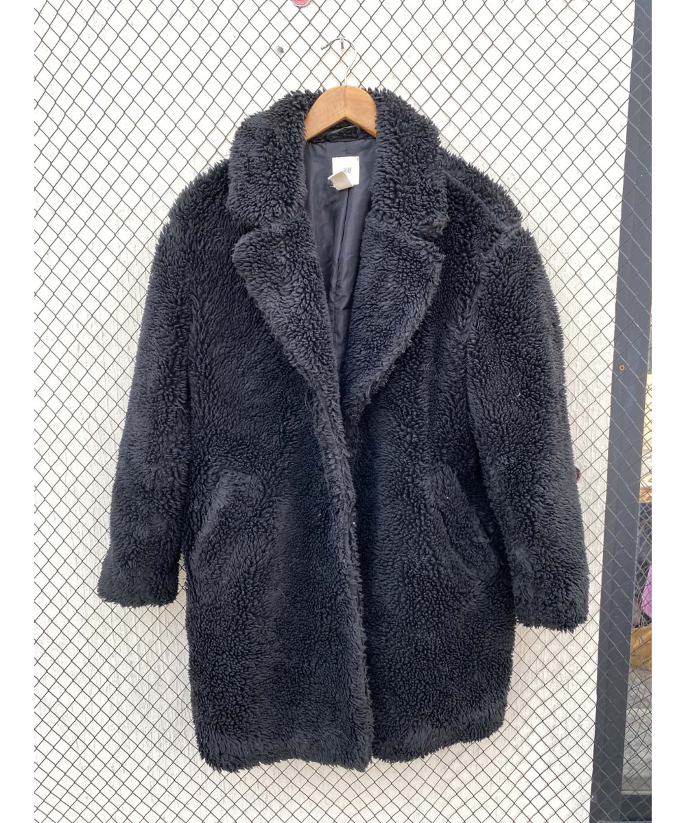 Black, long, teddy coat