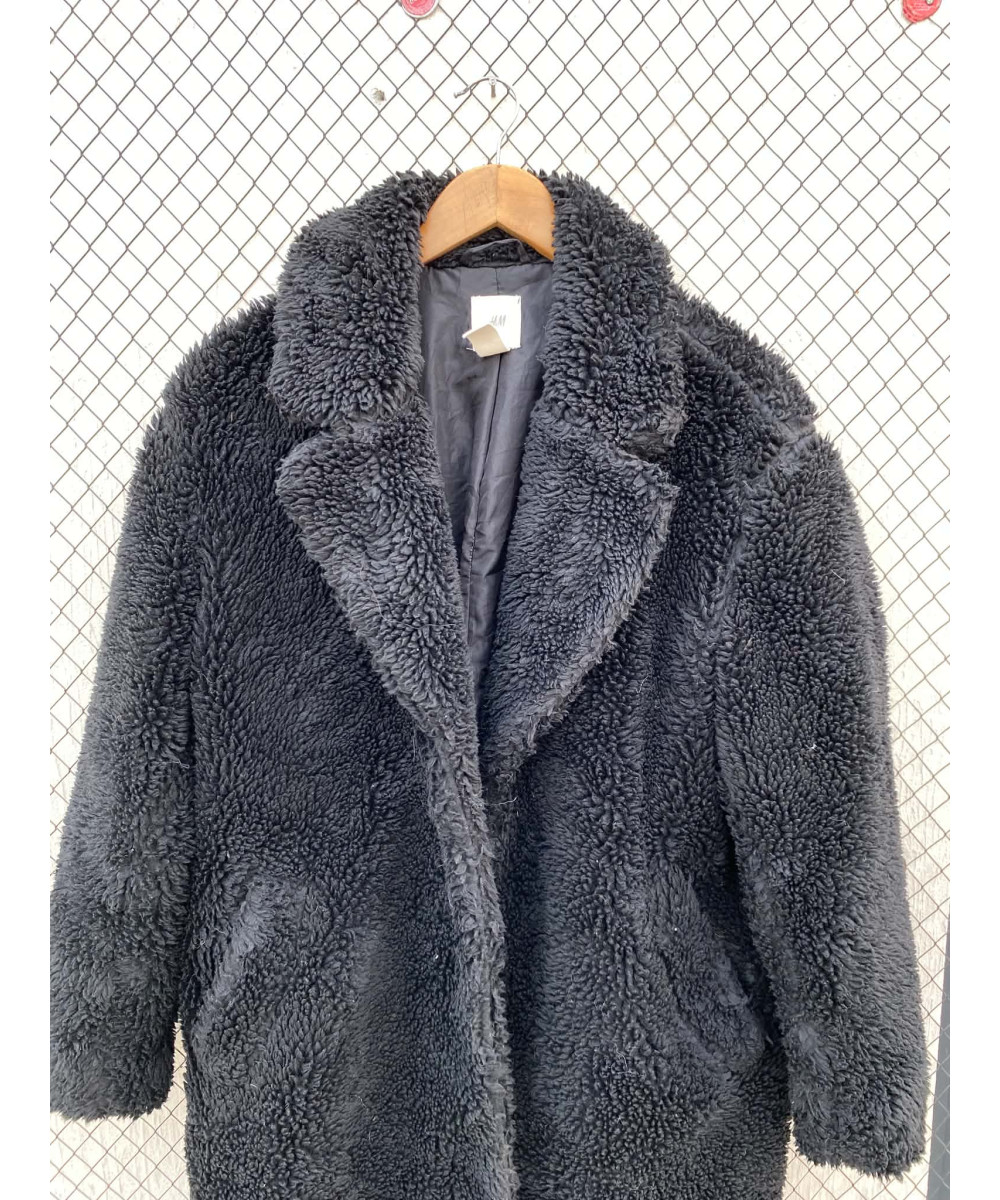 Black, long, teddy coat