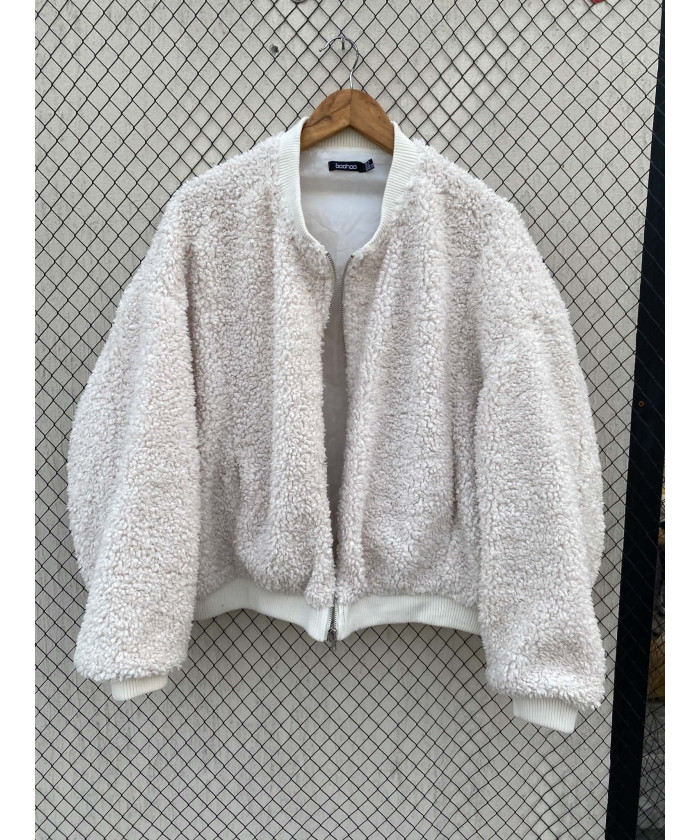 Off-white teddy, zipper jacket