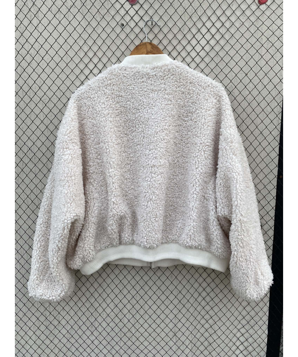 Off-white teddy, zipper jacket