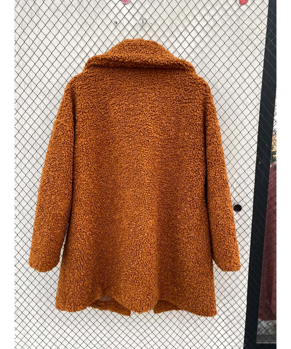 Rust brown-colored, teddy coat