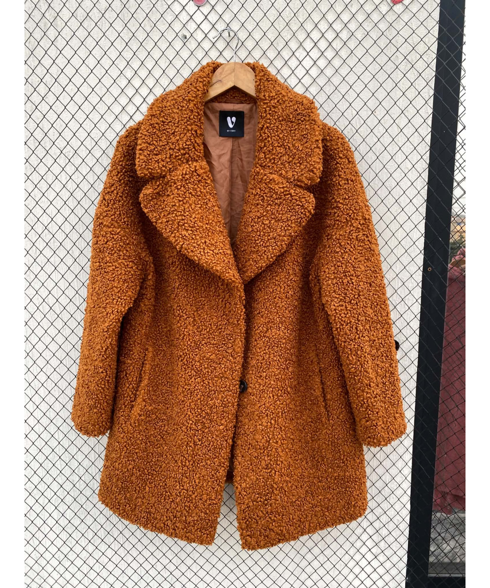 Rust brown-colored, teddy coat