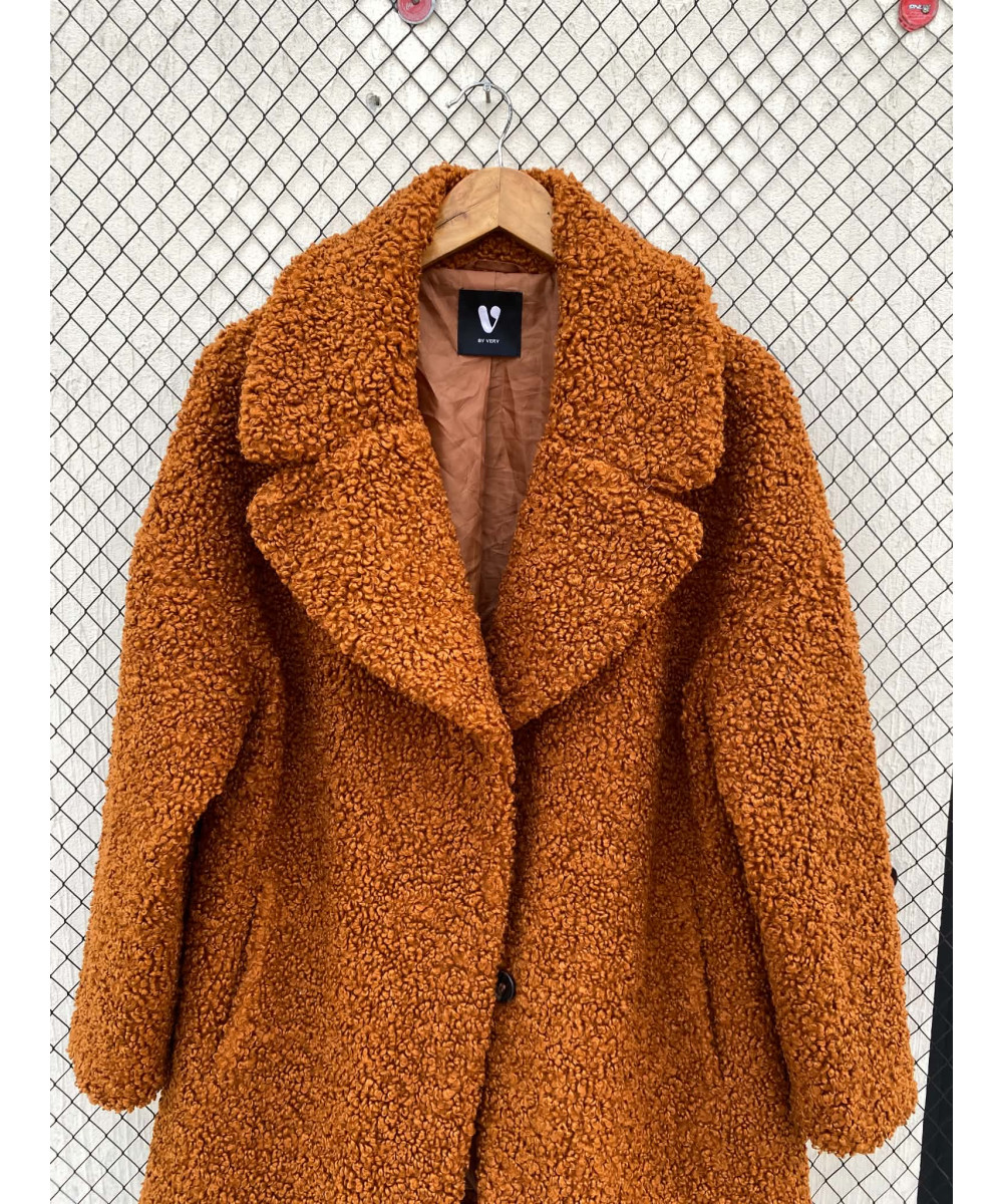 Rust brown-colored, teddy coat