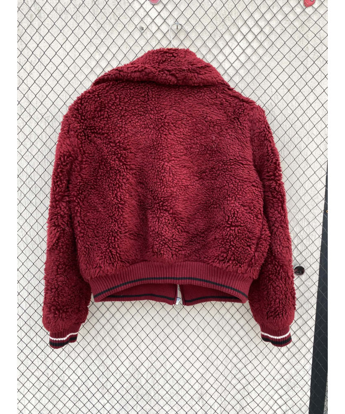 Maroon, teddy, zipper jacket