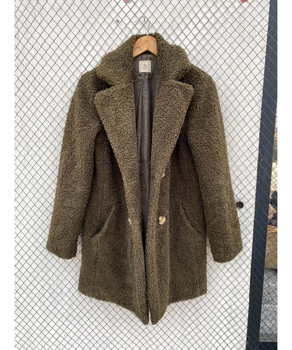 Army green-colored, teddy coat