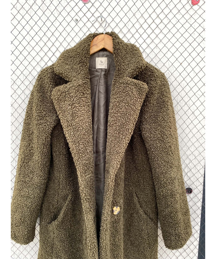 Army green-colored, teddy coat