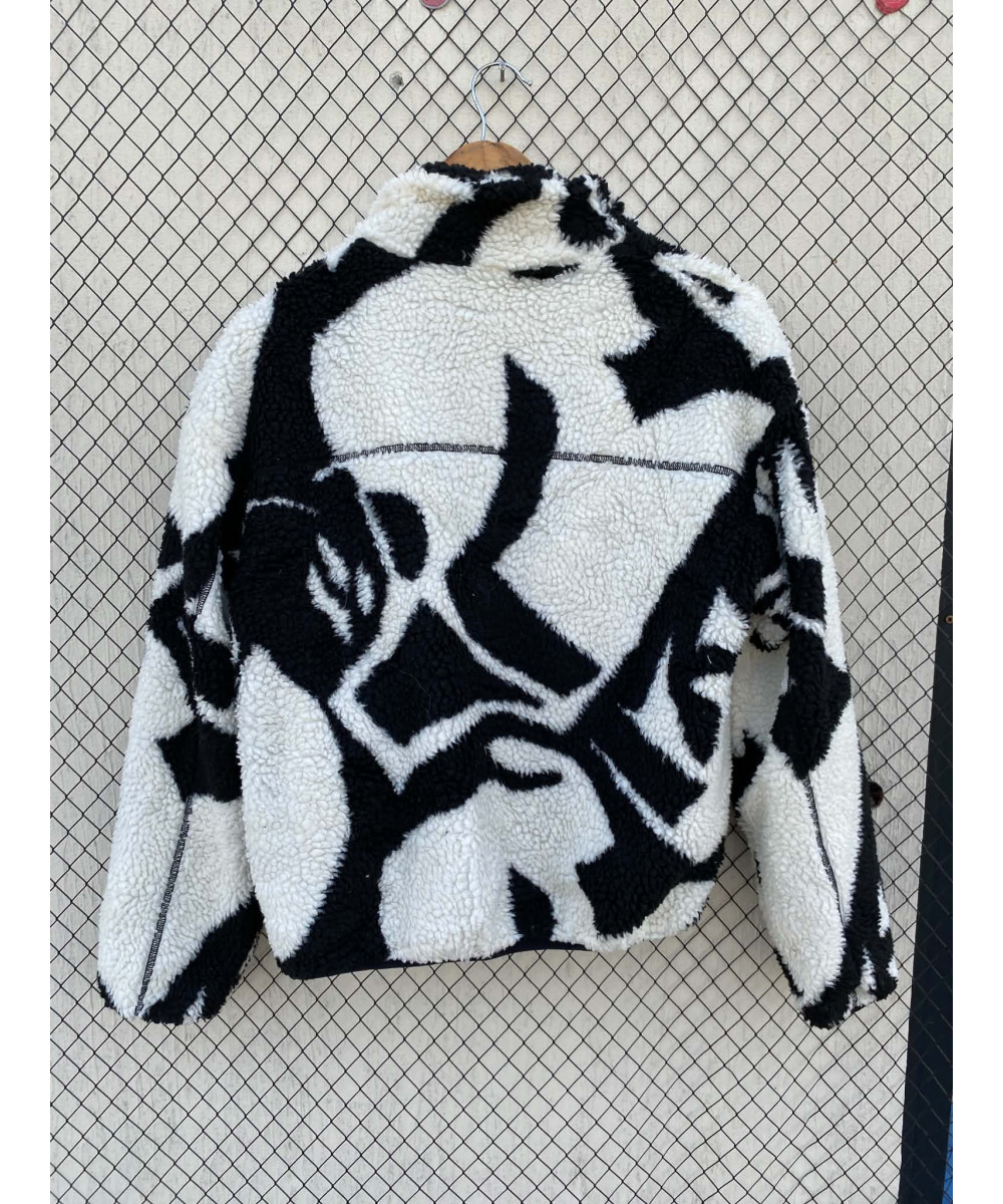 Black & white, teddy, zipper jacket