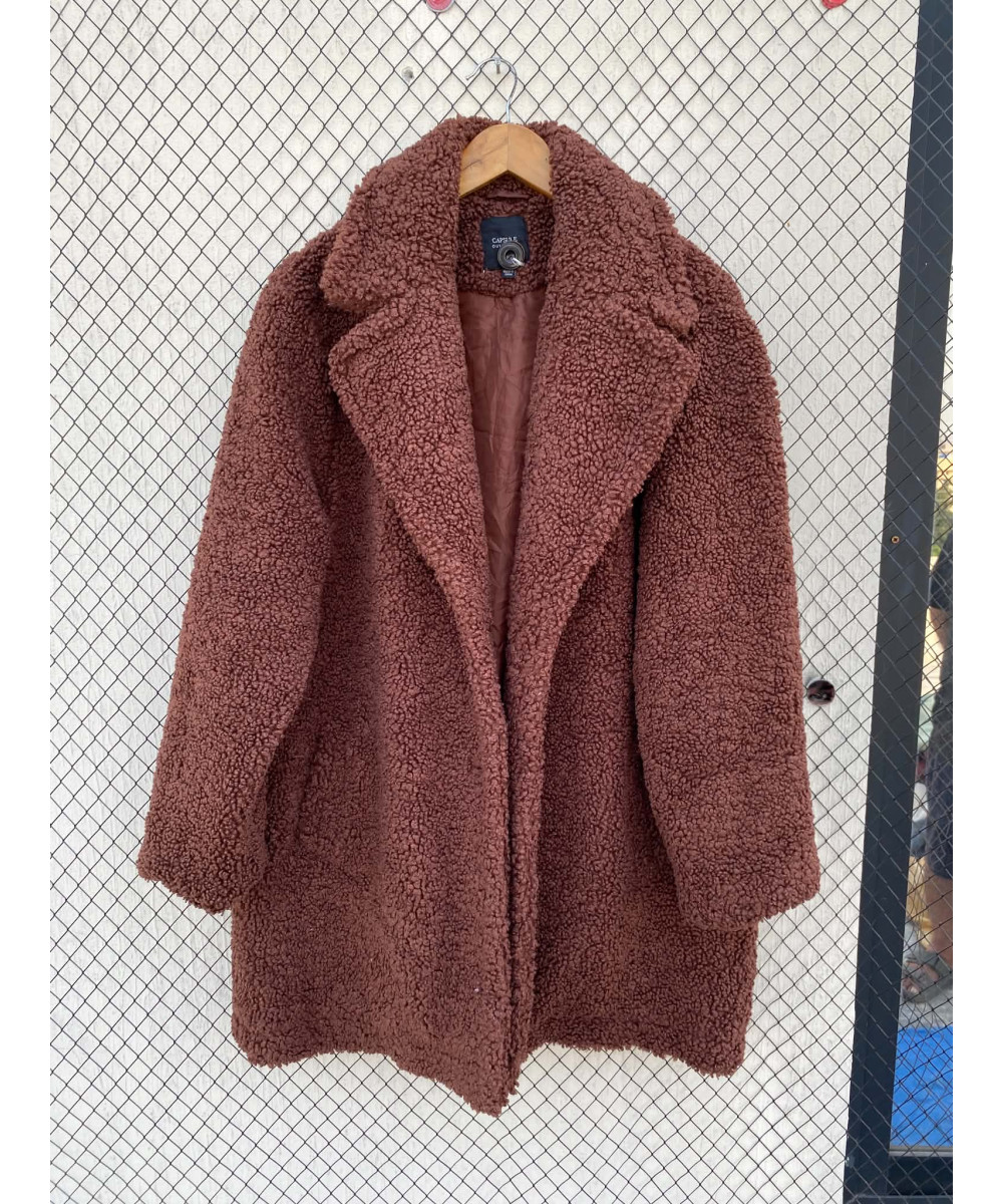 Terracotta brown-colored, teddy coat