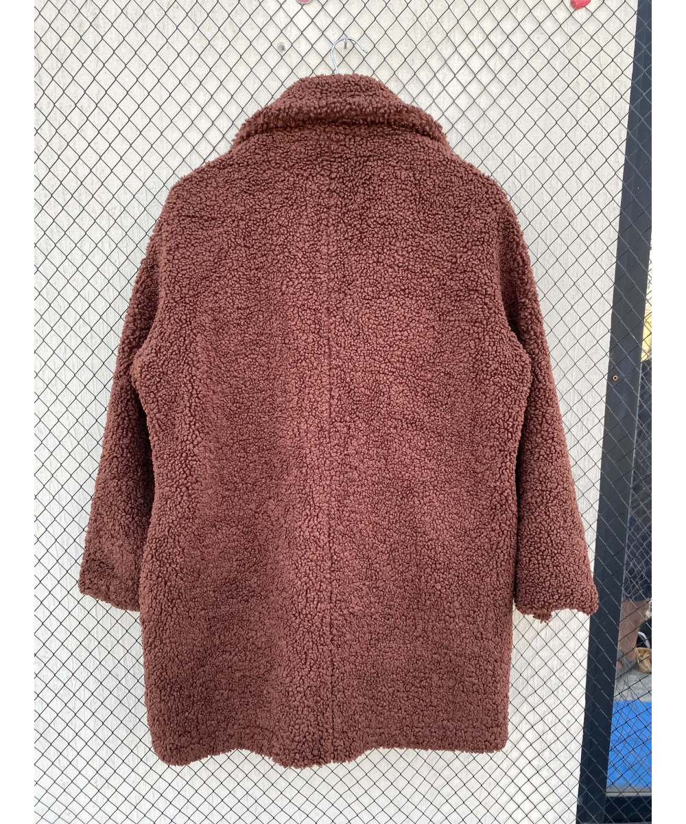 Terracotta brown-colored, teddy coat
