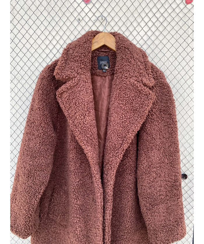 Terracotta brown-colored, teddy coat