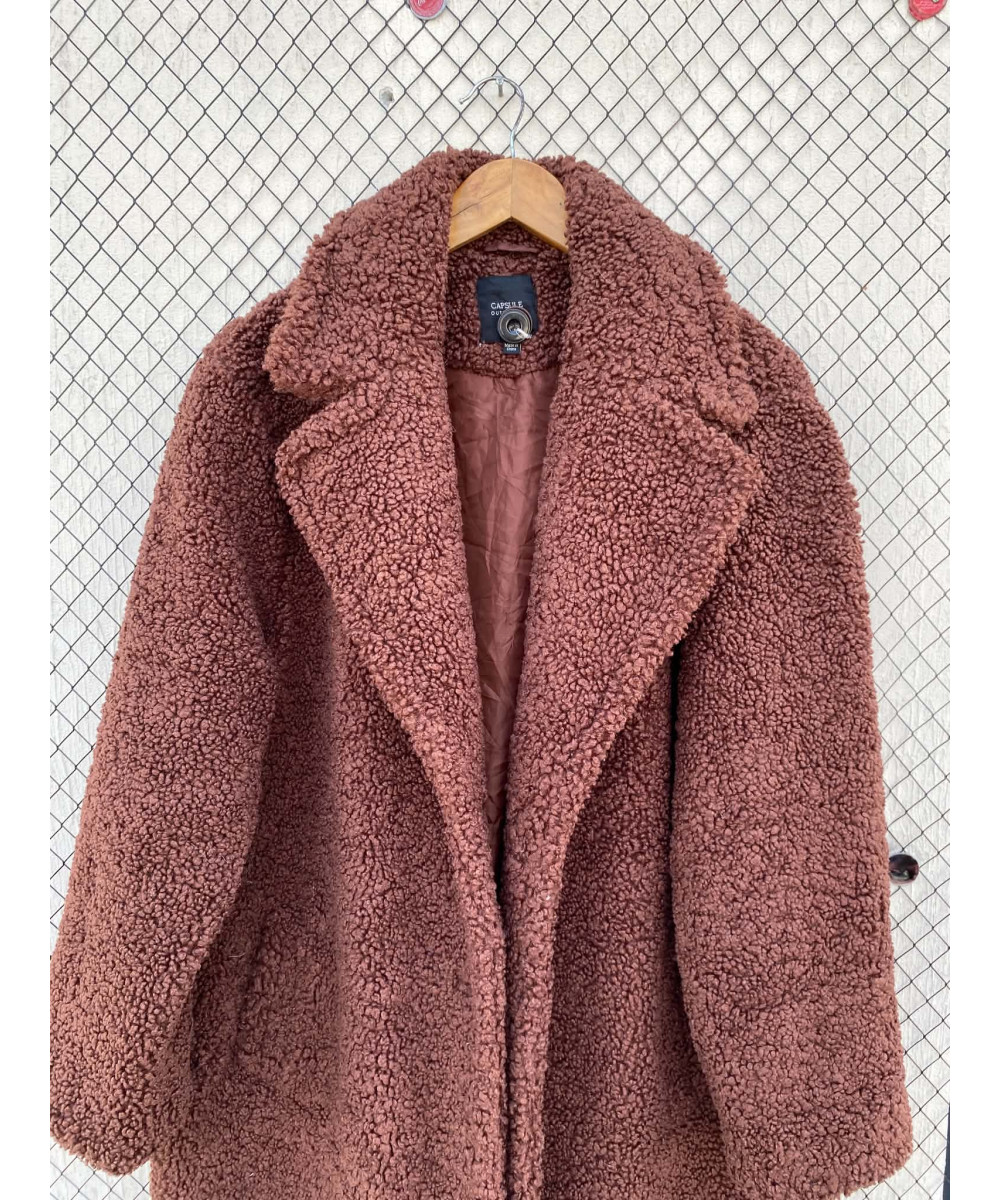 Terracotta brown-colored, teddy coat