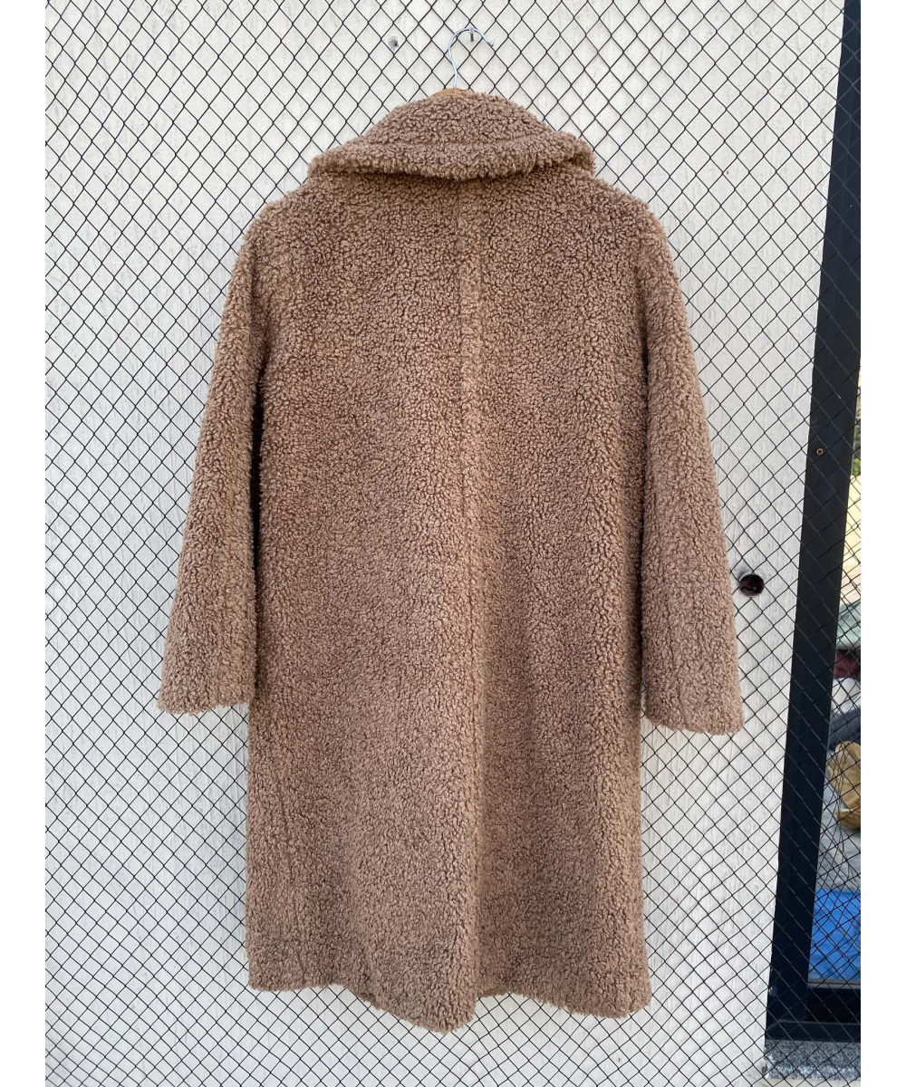 Brown, long, teddy coat
