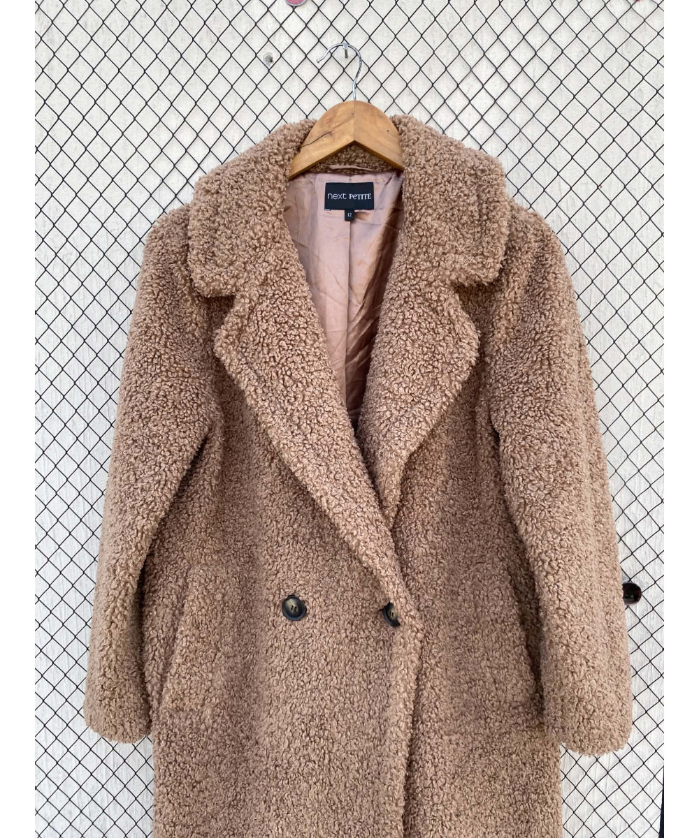 Brown, long, teddy coat