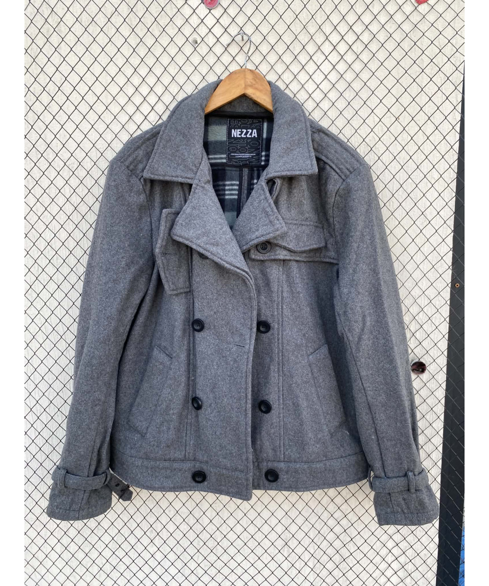 Gray, wool, double-breasted jacket