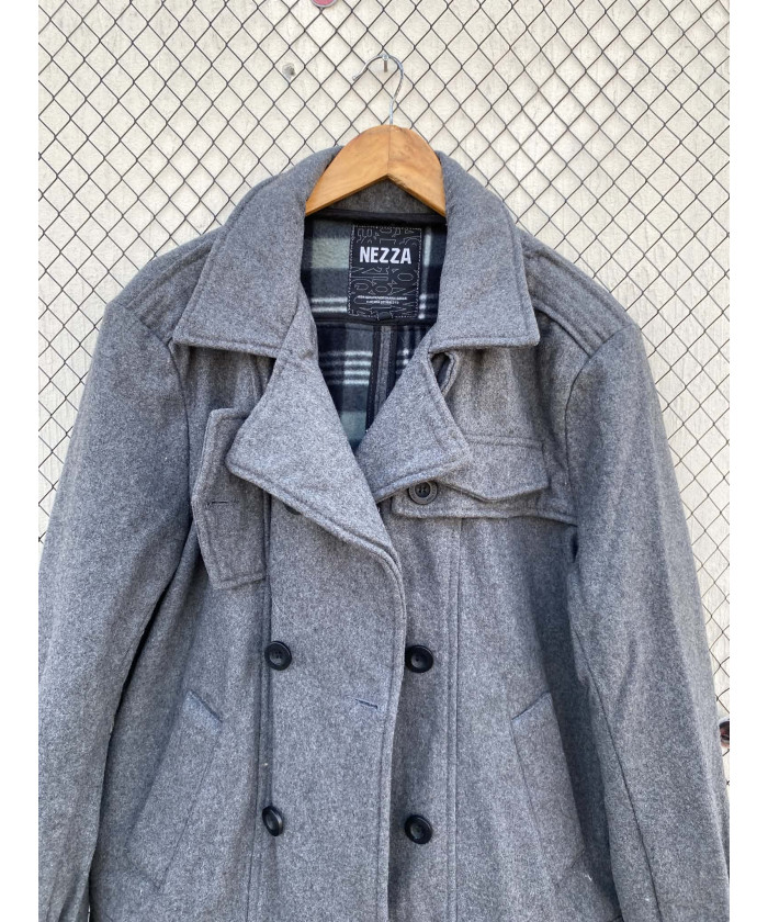 Gray, wool, double-breasted jacket