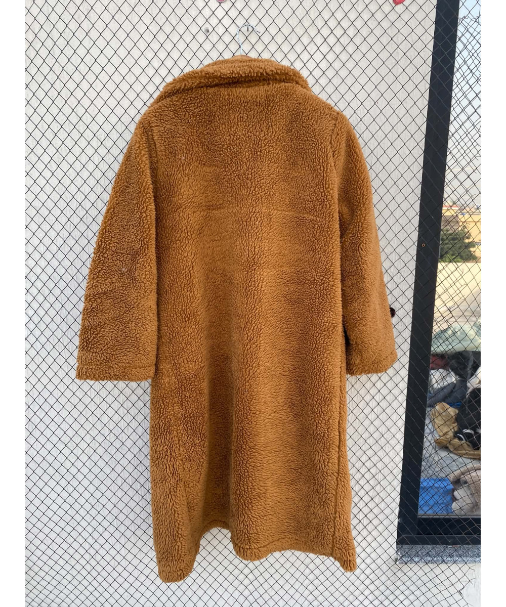 Rust brown-colored, long, teddy coat